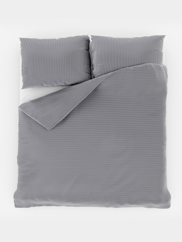 Kvalitex Francúzska saténová posteľná bielizeň so vzorom 1+2, 220x200, 70x90cm SVETLO SIVÁ