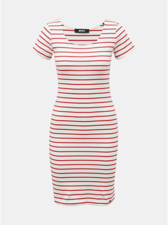 ZOOT.lab Bielo-červené pruhované puzdrové šaty ZOOT.lab Vally
