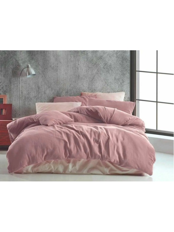 Kvalitex Predĺžená mušelínová posteľná bielizeň 140x220, 70x90cm ružová