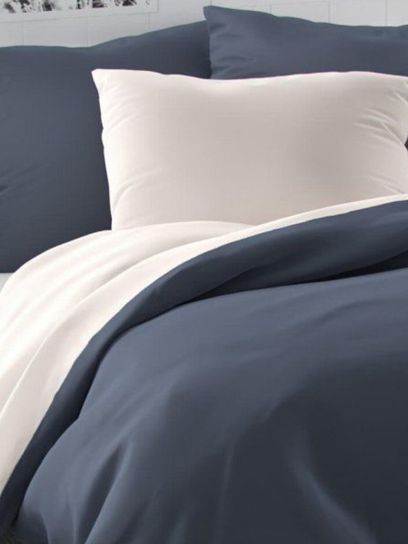 Kvalitex Saténová francúzska posteľná bielizeň LUXURY COLLECTION 1+2, 240x200, 70x90cm tmavosivá / biela