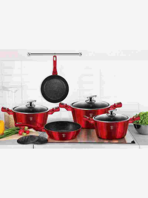 Berlingerhaus Panvica na palacinky s pokrievkou s mramorovým povrchom 16 cm Burgundy Metallic Line BERLINGERHAUS