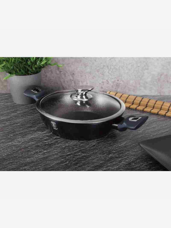 Berlingerhaus Okrúhly pekáč s mramorovým povrchom a vekom 24 cm BERLINGERHAUS Metallic Line Aquamarine Edition