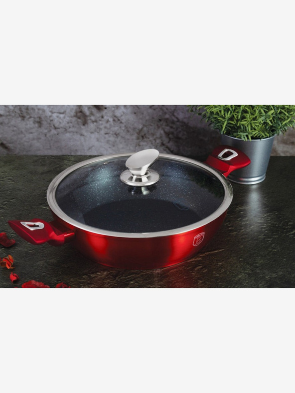 Berlingerhaus Okrúhly pekáč s mramorovým povrchom a pokrievkou 24 cm BERLINGERHAUS Burgundy Metallic Line