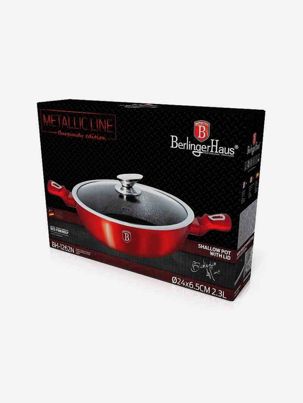 Berlingerhaus Okrúhly pekáč s mramorovým povrchom a pokrievkou 24 cm BERLINGERHAUS Burgundy Metallic Line