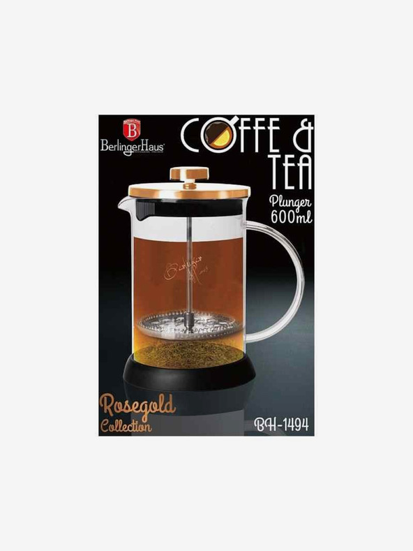 Berlingerhaus Kanvica na čaj a kávu French Press 600 ml Rosegold collection BERLINGERHAUS