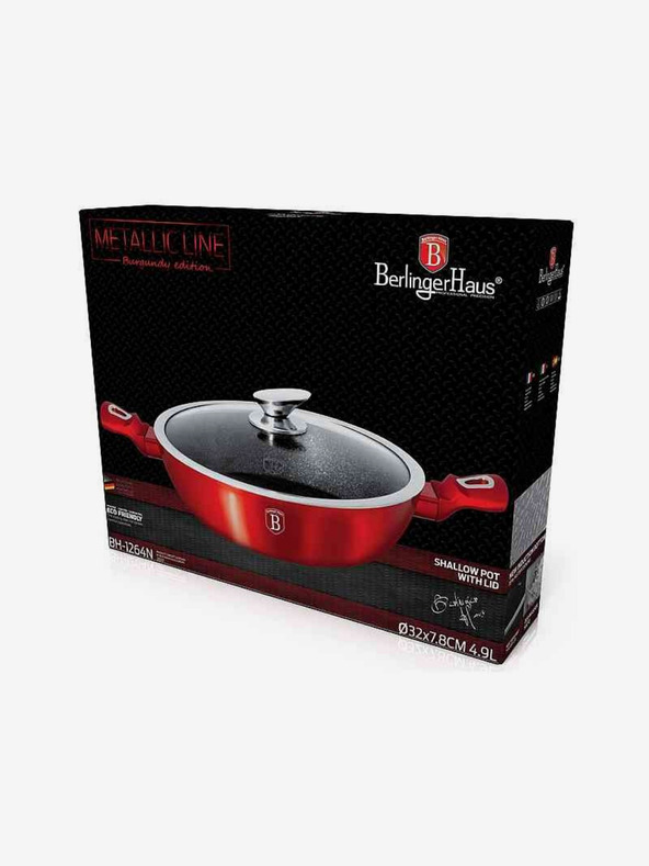 Berlingerhaus Okrúhly pekáč s mramorovým povrchom a pokrievkou 32 cm BERLINGERHAUS Burgundy Metallic Line