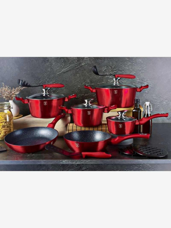 Berlingerhaus Okrúhly pekáč s mramorovým povrchom a pokrievkou 32 cm BERLINGERHAUS Burgundy Metallic Line