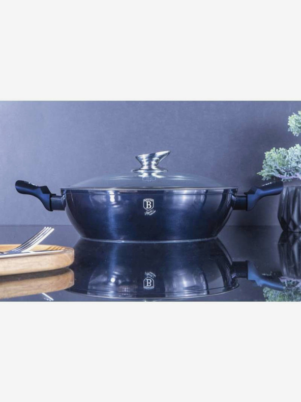 Berlingerhaus Pekáč okrúhly s mramorovým povrchom a pokrievkou 28 cm BERLINGERHAUS Metallic Line Aquamarine Edition