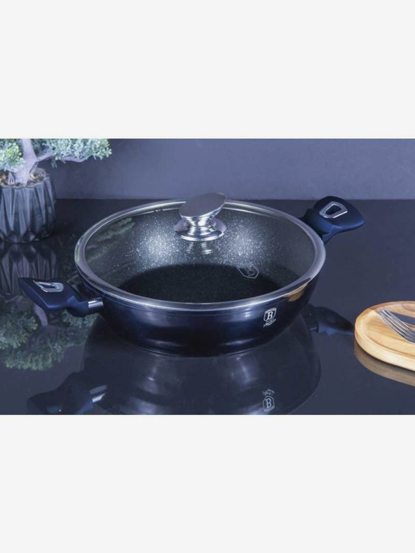 Berlingerhaus Pekáč okrúhly s mramorovým povrchom a pokrievkou 28 cm BERLINGERHAUS Metallic Line Aquamarine Edition