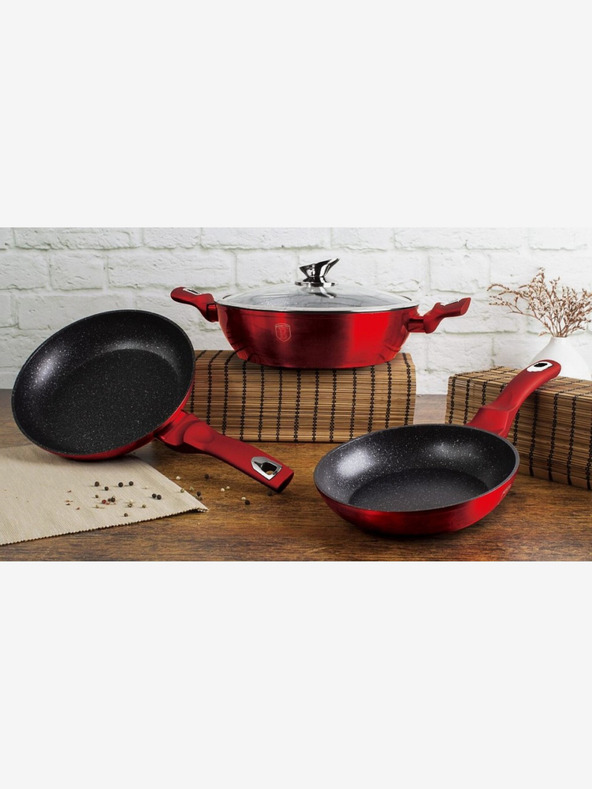 Berlingerhaus Okrúhly pekáč s mramorovým povrchom a pokrievkou 28 cm BERLINGERHAUS Burgundy Metallic Line