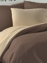 Kvalitex Saténová francúzska posteľná bielizeň LUXURY COLLECTION 1+2, 220x200, 70x90cm tmavohnedá / béžová