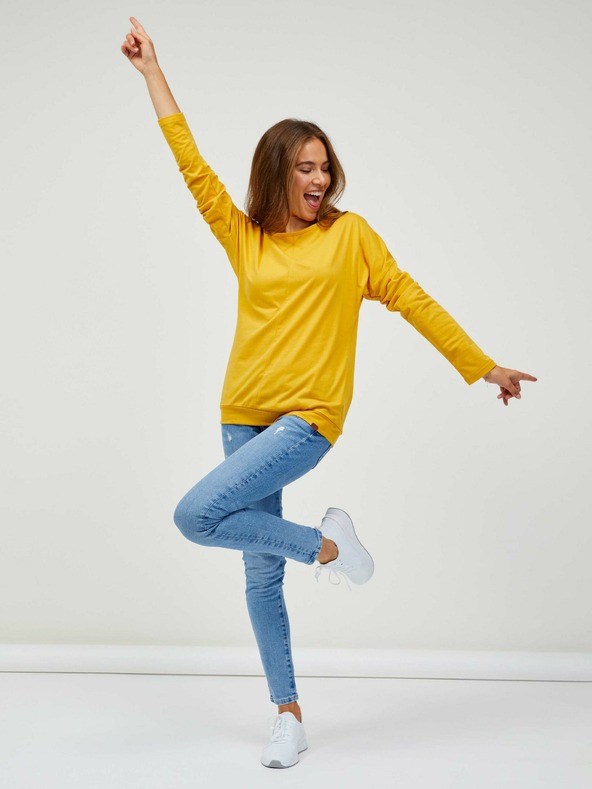 Sam 73 Žlté dámske základné tričko s dlhým rukávom SAM 73 Azuka