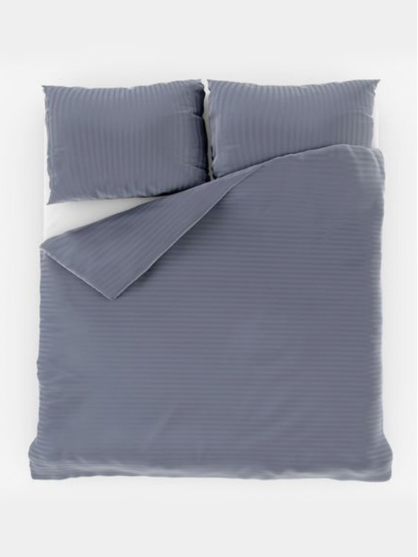 Kvalitex Saténové posteľné obliečky s pruhom 140x200, 70x90cm tmavosivé Kvalitex