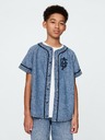 GAP Detská džínsová košeľa Baseball Americana GAP