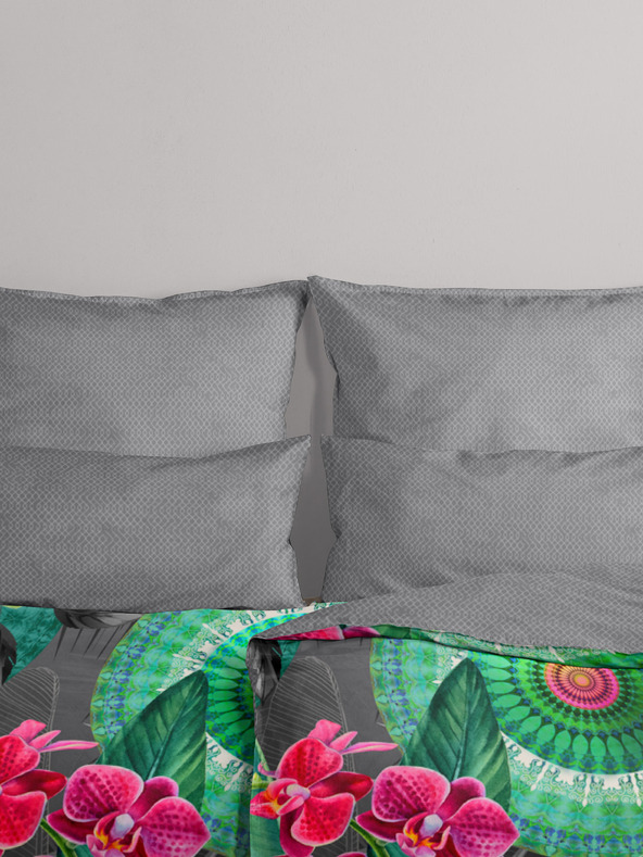 HIP Sivá vzorovaná obojstranná posteľná bielizeň HIP Thirze 140 x 200 cm -