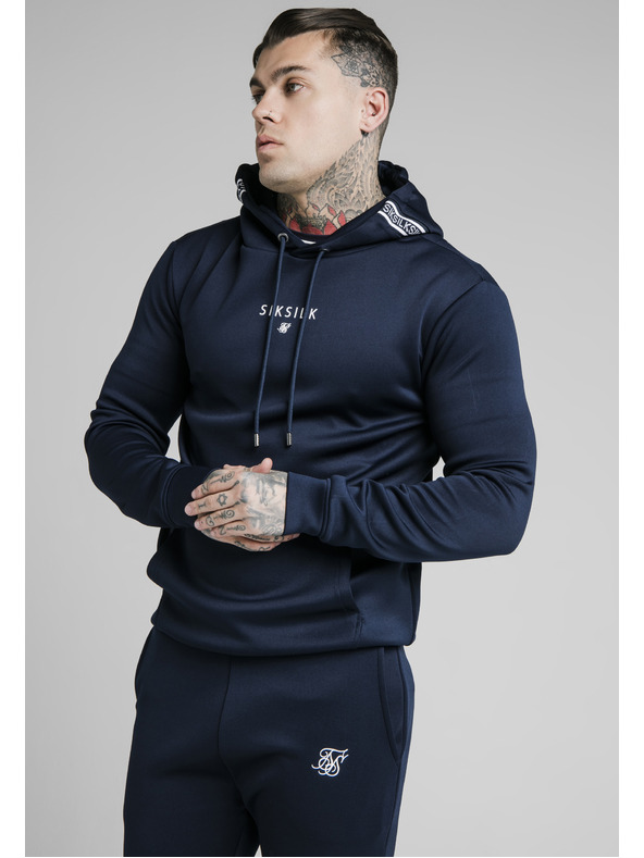 Siksilk Tmavo modrá pánska mikina s kapucňou SikSilk