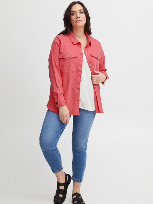 Fransa Ružová dámska džínsová košeľová bunda Fransa