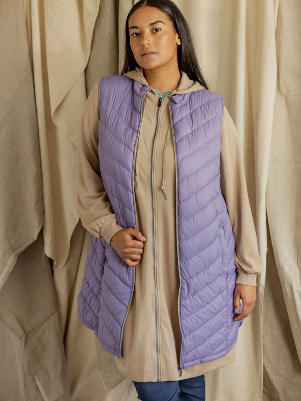 Fransa Purple Women's Quilted Vest Fransa