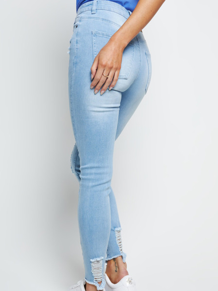 Siksilk Modré dámske džínsy - JEANS SKINNY ROZTRHANÉ