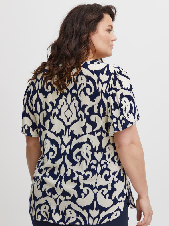 Fransa Modro-krémová dámska vzorkovaná blúzka Fransa