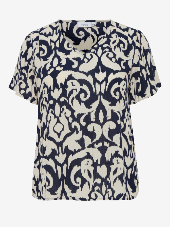 Fransa Modro-krémová dámska vzorkovaná blúzka Fransa