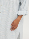 Fransa Blue-White Women's Long Striped Shirt Fransa