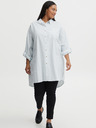 Fransa Blue-White Women's Long Striped Shirt Fransa