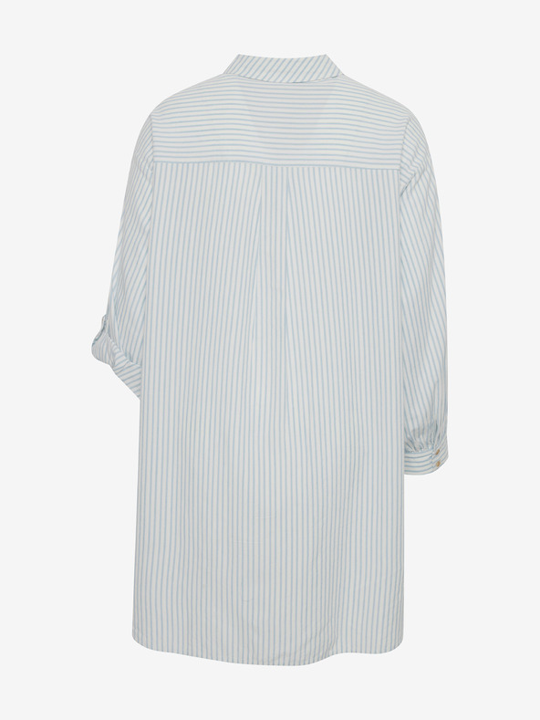 Fransa Blue-White Women's Long Striped Shirt Fransa