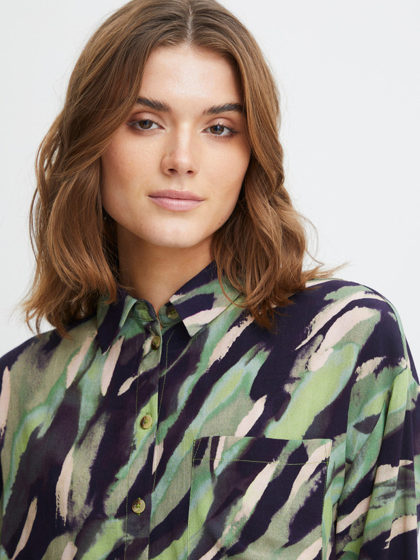 Fransa Čierno-zelená dámska vzorovaná košeľa Fransa