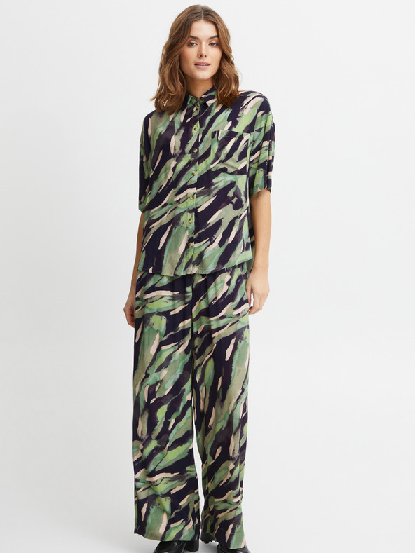 Fransa Čierno-zelená dámska vzorovaná košeľa Fransa