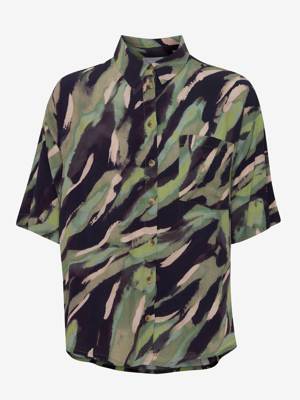 Fransa Čierno-zelená dámska vzorovaná košeľa Fransa