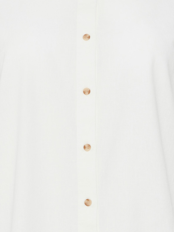 Fransa Biela dámska košeľa s prímesou ľanu Fransa