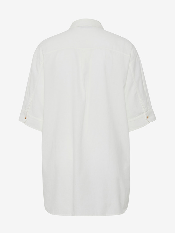 Fransa Biela dámska košeľa s prímesou ľanu Fransa