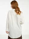 Fransa Krémová dámska dlhá košeľa s prímesou ľanu Fransa
