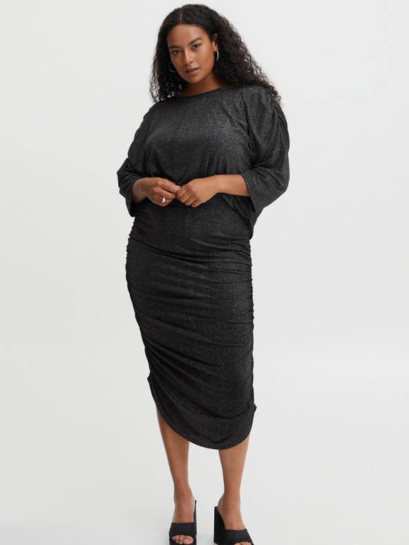 Fransa Čierna dámska puzdrová sukňa s metalickými vláknami Fransa