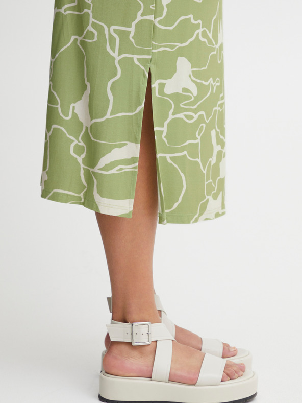 Fransa Bielo-zelená dámska vzorovaná midi sukňa Fransa