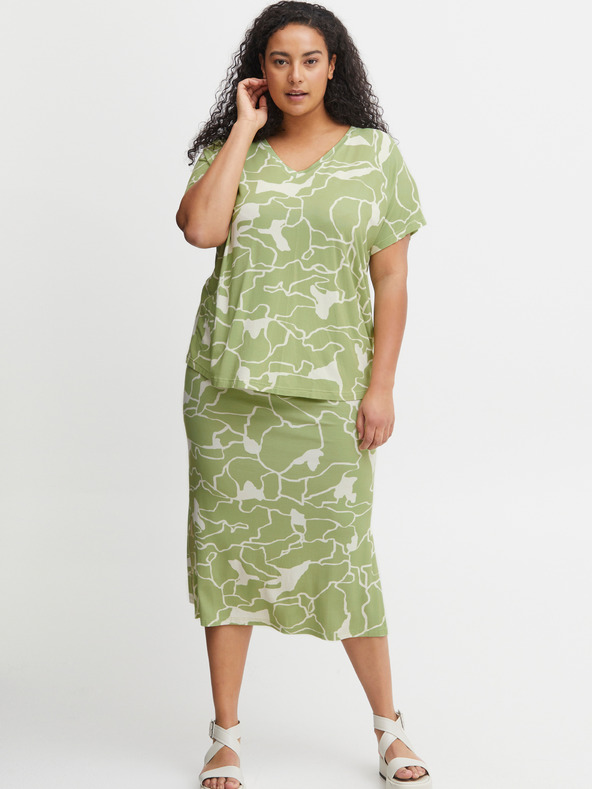 Fransa Bielo-zelená dámska vzorovaná midi sukňa Fransa