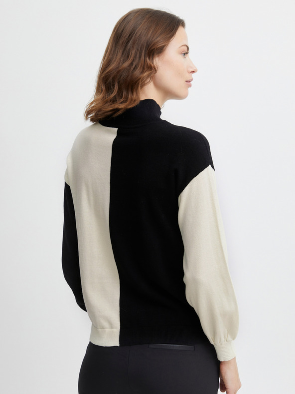 Fransa Cream-Black Women's Sweater Fransa