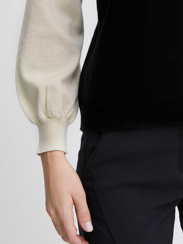 Fransa Cream-Black Women's Sweater Fransa