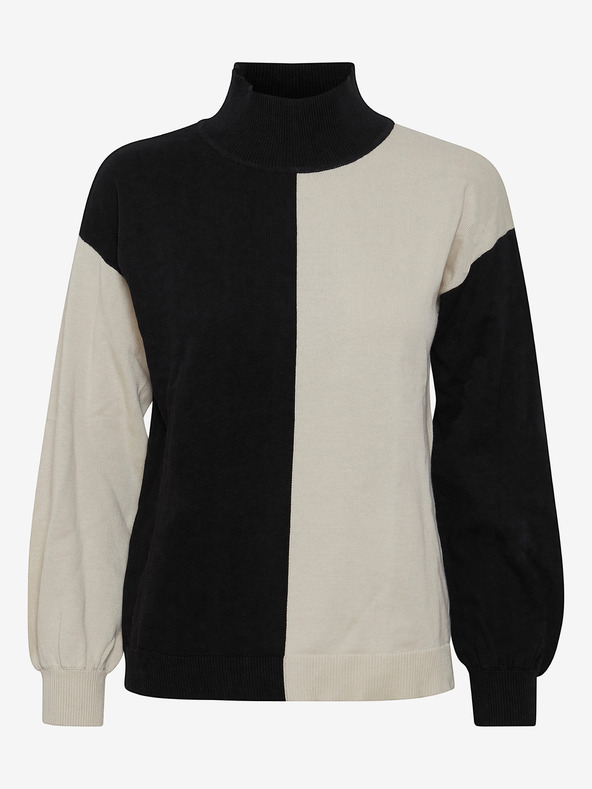 Fransa Cream-Black Women's Sweater Fransa