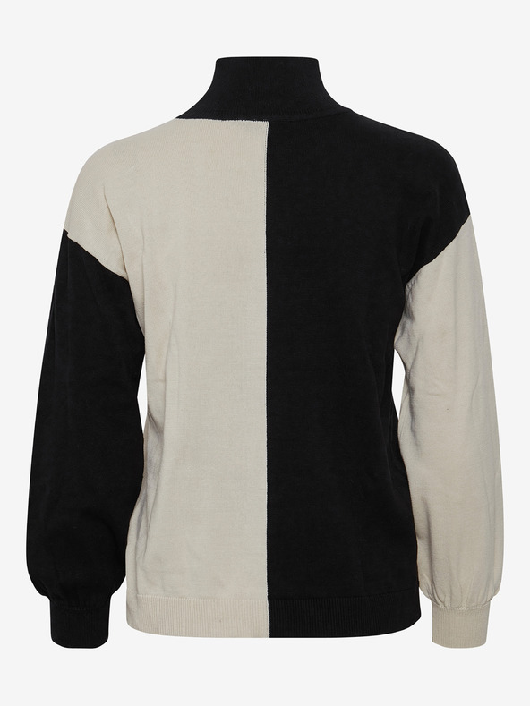 Fransa Cream-Black Women's Sweater Fransa