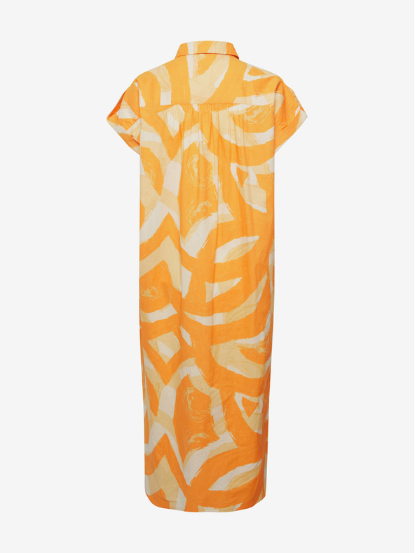 Fransa Bielo-oranžové dámske vzorkované midi šaty s vreckami Fransa