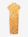 Fransa Bielo-oranžové dámske vzorkované midi šaty s vreckami Fransa