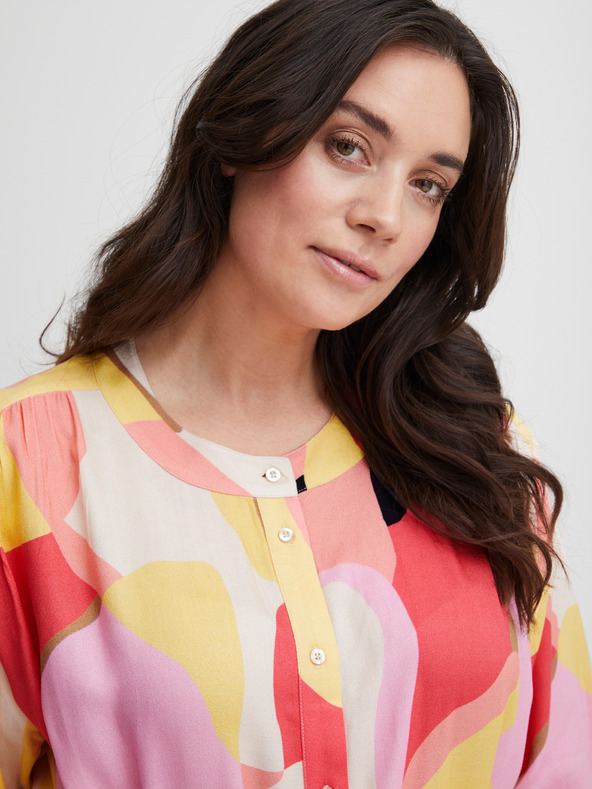 Fransa Bielo-ružové dámske vzorkované košeľové šaty Fransa