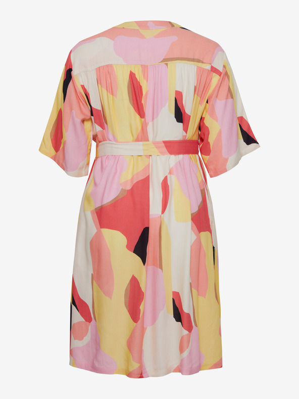 Fransa Bielo-ružové dámske vzorkované košeľové šaty Fransa