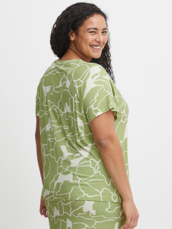 Fransa Bielo-zelené dámske vzorované tričko Fransa