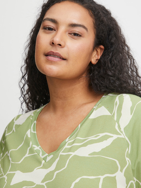 Fransa Bielo-zelené dámske vzorované tričko Fransa