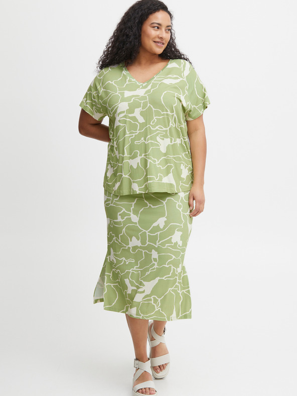 Fransa Bielo-zelené dámske vzorované tričko Fransa