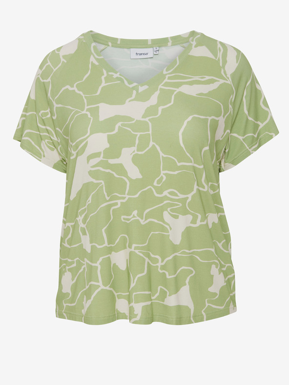 Fransa Bielo-zelené dámske vzorované tričko Fransa