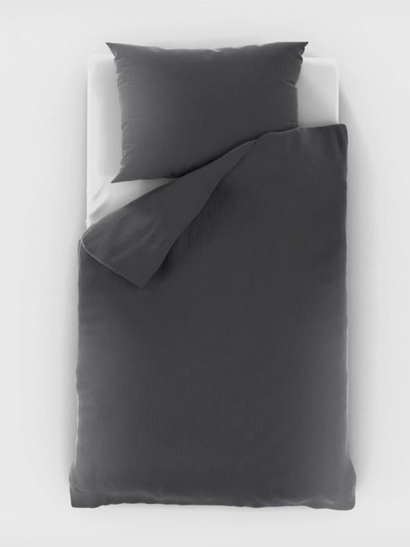 Kvalitex Predĺžené mušelínové posteľné obliečky 140x220, 70x90cm tmavo sivé Kvalitex